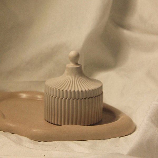 Concrete Ribbed Jar