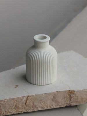 Concrete Ribbed Decor Vase